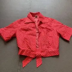 Dani Hawkins 赤い水玉模様 クロップドシャツ 半袖
