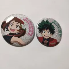 ヒーロー×ヴィランフェス 缶バッジセット　緑谷×麗日　僕のヒーローアカデミア