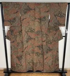 小紋　ポリエステル　洗える着物　幾何学模様　亀甲　植物　RT5