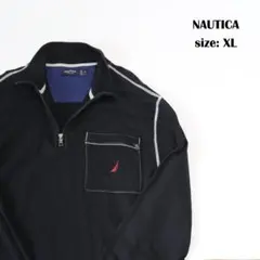 【人気】NAUTICA ノーティカ　ハーフジップカットソー　ロンT　ブラック