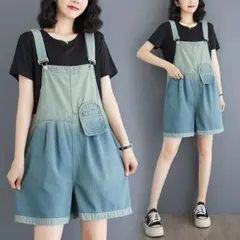 新品◎着痩せ サロペットI オーバーオール デニム カジュアル おしゃれ度高め