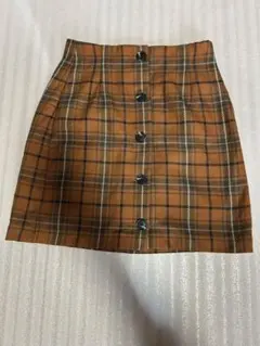 GU チェック タイトスカート ボタン付き
