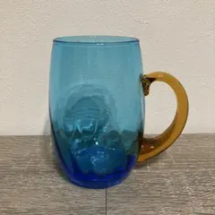 3F 昭和レトロ 琉球ガラス 吹きガラス ターコイズブルー×アンバー