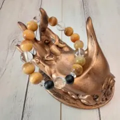 天然石 ゴールデンタイガーアイ 水晶アマビエ彫り 金運 仕事運 厄除け お守り