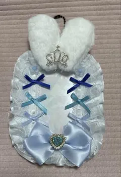 ✧硬質ケースデコ✧B8サイズうさ耳✧みずいろ✧フリル✧ボールチェーン付き