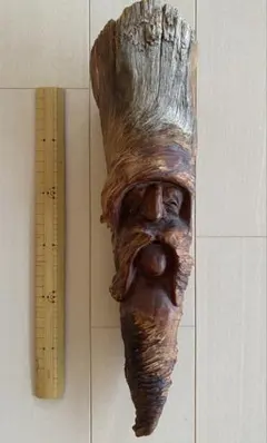 木製 人形彫刻 約40cm ➕ 木彫り彫刻の陳列に最適な檜の切り株 - メルカリ