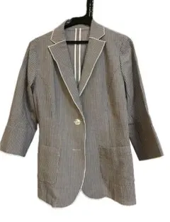 レリアン　Lillian ストライプ柄ジャケット 七分袖