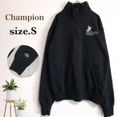 F3-013 Champion ハーフジップスウェット S 黒 カレッジロゴ