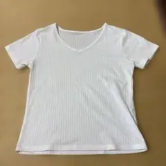 【平日17時までのご購入で即日発送】GRL ホワイト ストライプ　半袖Tシャツのサムネイル