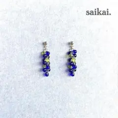 [504]小さなティアドロップの小ぶりピアス ブルー グリーン ハンドメイド