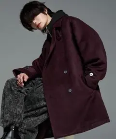 【ADRER】ビーバーメルトンオーバーPコート　ワインレッド　Sサイズ