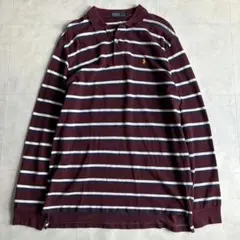Polo Ralph Lauren ラガーシャツ ボーダー XL ボルドー