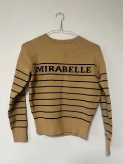 ニット 冬服 カジュアル ストライプ ニットセーター ブラウンニット キャラメル