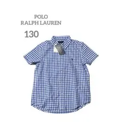 タグ付き！ポロ ラルフローレン ＊ ギンガムチェック半袖シャツ　7 (130)