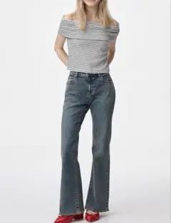 GU スリムフレアジーンズ Sサイズ 65ブルー