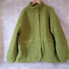 GU ライトグリーン ボアジャケット フリースXL
