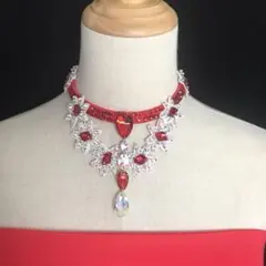 赤✖️白魅惑のネックレス＆イヤリング　社交ダンス☆ベリーダンス