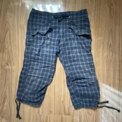 【レア】ネイビー/ブルー/グレーチェック　七分丈パンツ