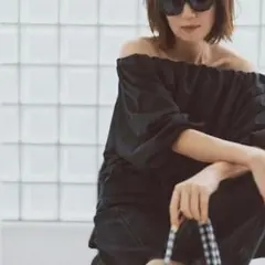FORME バルーンギャザーブラウス ブラック