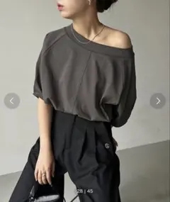 CAPRICIEUX LE'MAGE ドロストボートネックTシャツのサムネイル
