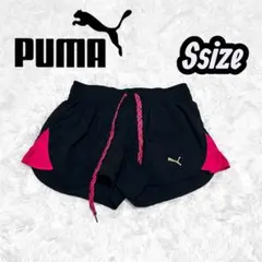 プーマ PUMA ランニングウェア Sサイズ フリル付きショートパンツ 黒ピンク