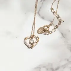 カナル ４℃　ハート　クリスタル　ネックレス　ゴールド