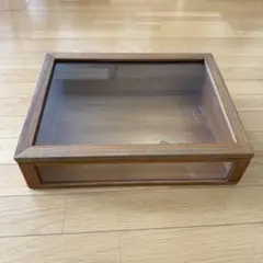 g299 古い木製 小振り ガラスケース 2段 卓上 ショーケース 展示ケース