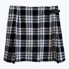 ユニクロ ブラック ホワイト チェック プリーツ ミニスカート
