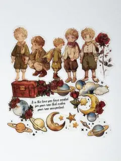 【D】コラージュ素材　PET ステッカー　星の王子さま　おすそ分け　15枚