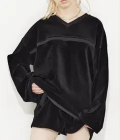 Vネック コーデュロイ スウェット ブラック X-girlのサムネイル