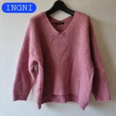 AM0821 INGNI Vネック モヘアニットセーター M ピンク