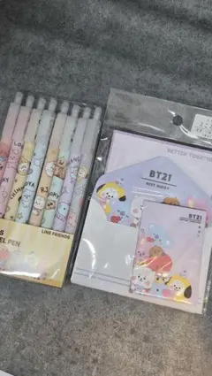 BT21 8色ゲルペンとミニレターセット