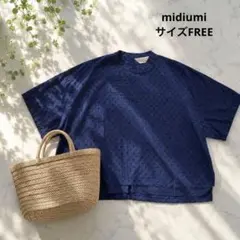 midiumi ドット半袖ブラウス ネイビー サイズ　Mのサムネイル