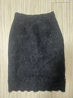 黒 レース タイトスカート ひざ丈　M