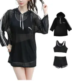 ブラック フード付きラッシュガード セット