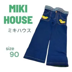 ミキハウス　MIKIHOUSE ベビーレギンス　くまプリント　ネイビー　90