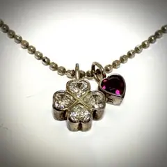 フォリフォリ ネックレス クローバー ハート ルビー シルバー925