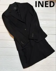 美品！INED ☆ストライプスカートスーツ黒　上下セット　L