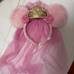 ミニーマウス(ピンク/薔薇) ベール付きカチューシャ ディズニー