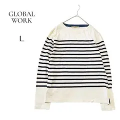 【グローバルワーク】GLOBAL WORK ストライプ 長袖Tシャツ Lサイズ