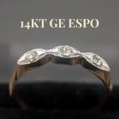 ESPO 16.5号 14KT GE 3連ストーン デザイナーズリング ゴールドのサムネイル