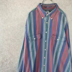 【DOCKERS ストライプコットンシャツXLフェード感】古着レトロヴィンテージ