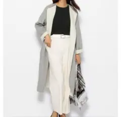 PLST ウールリバーダブルフェイスロングコート　ネイビー