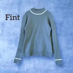フィント 刺繍ロゴ リブニット 長袖 モックネック カットソー S トップス