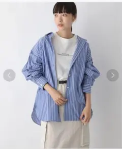 LOWRYSFARM /ストライプシャツ オーバーシャツ ブルー F