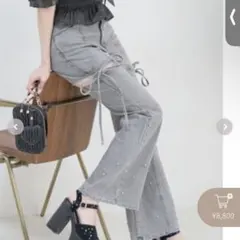 マジェスティックレゴン スリットビジューフレアデニムパンツのサムネイル
