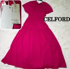 新品タグ付き✨セルフォード ワンピース ギャザー プリーツ コットン Vネック