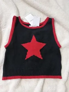 ブラック/レッド 星柄M y2k スターサマーニットタンク　新品未使用のサムネイル