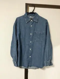 GU ウォッシュドシャツ　ネイビー　M デニムシャツ