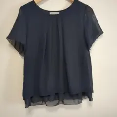 Pleuvoir 半袖ブラウス 濃紺 Lポリエステル100%のサムネイル